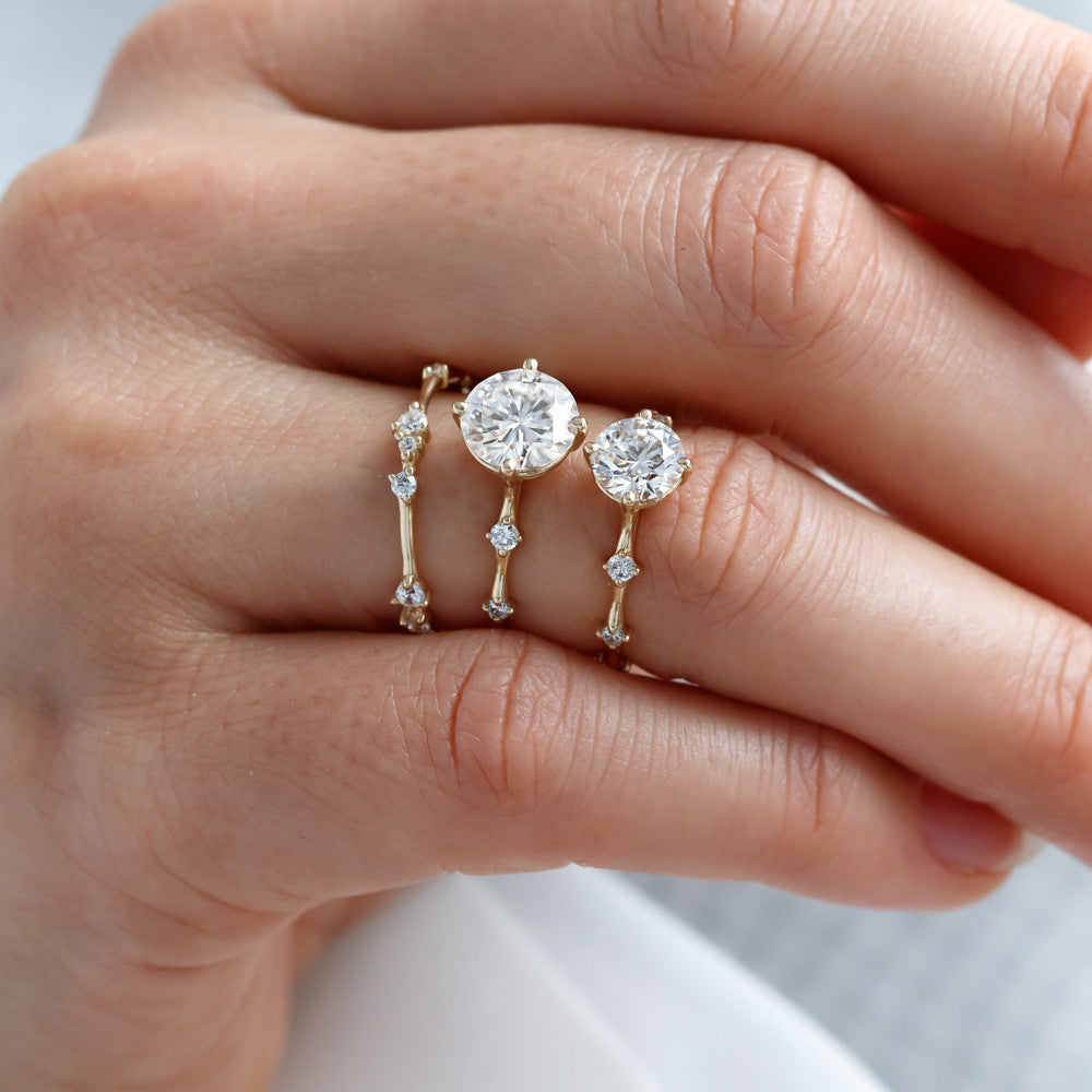 2 CT Round Three Stones Lab Grown Diamond Engagement Ring