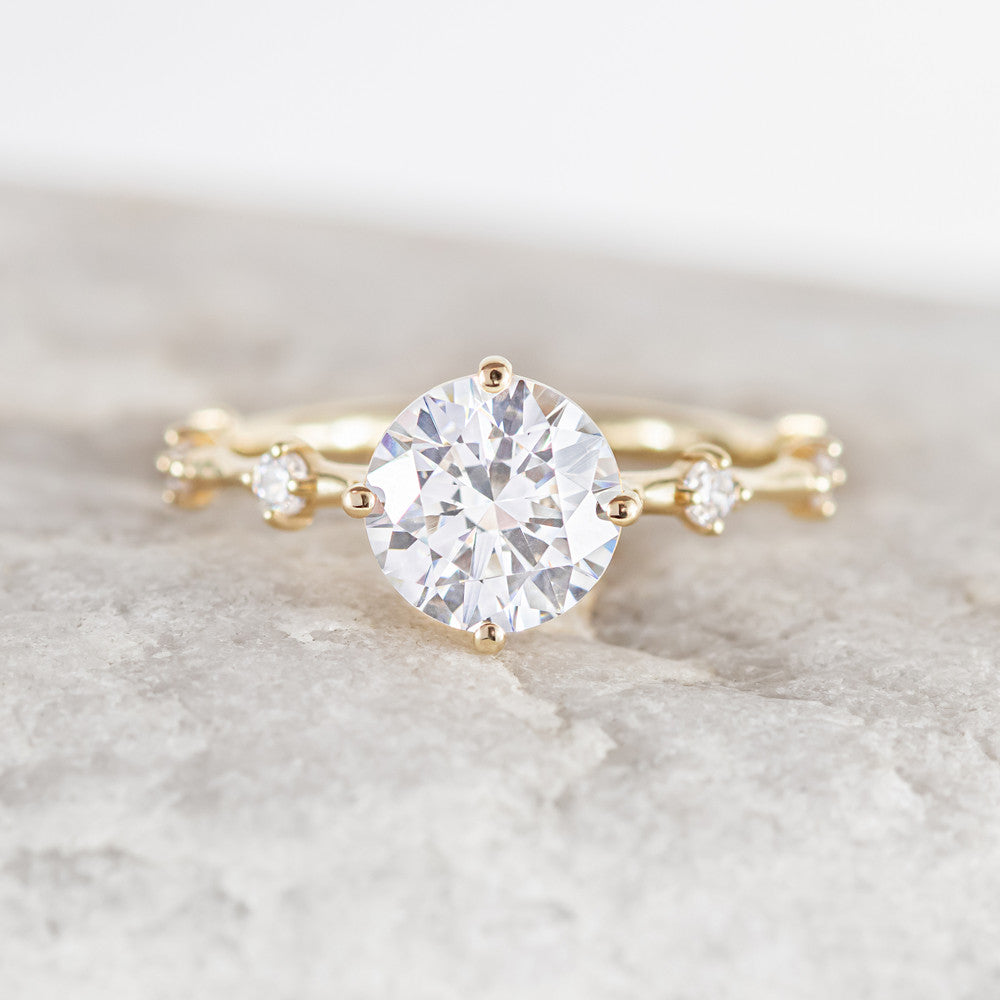 2 CT Round Three Stones Lab Grown Diamond Engagement Ring