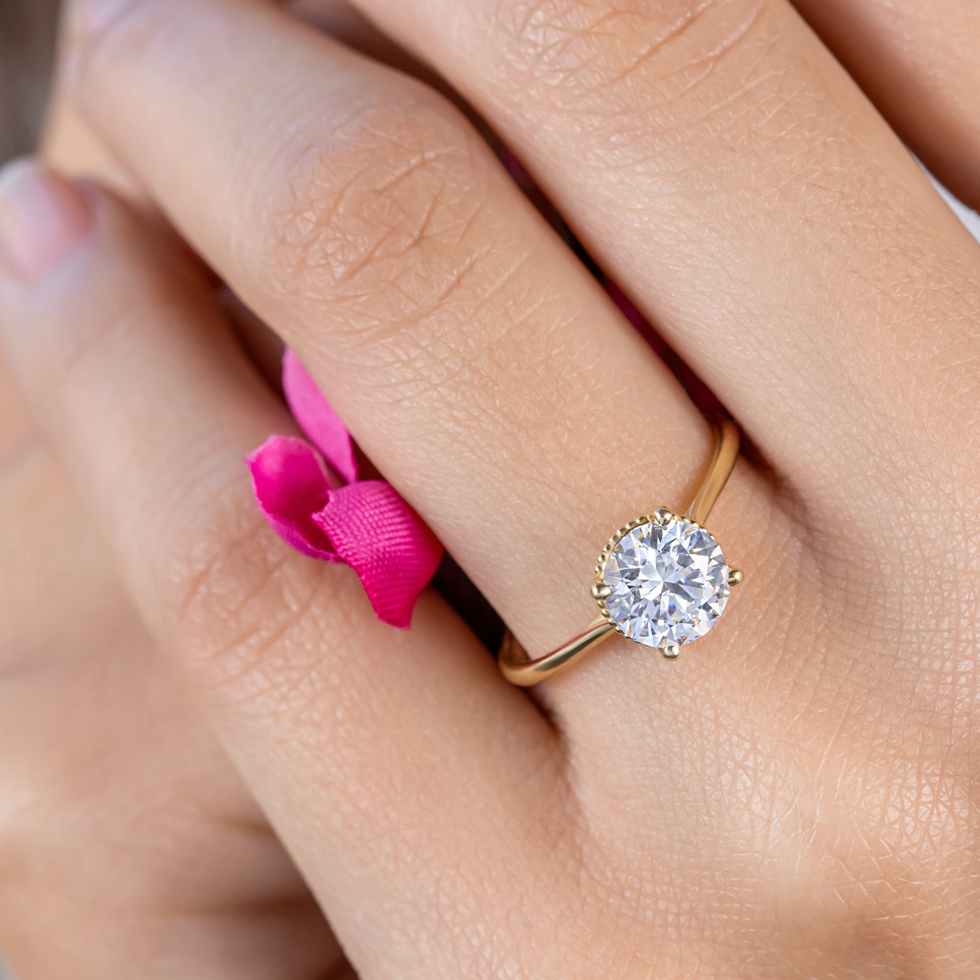 2 CT Round Three Stones Lab Grown Diamond Engagement Ring