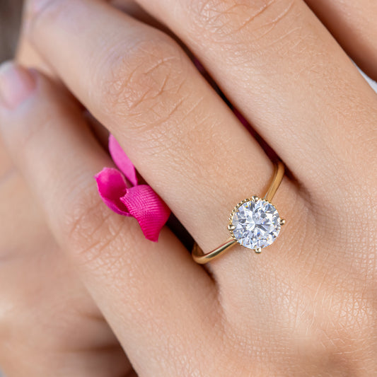 2 CT Round Three Stones Lab Grown Diamond Engagement Ring