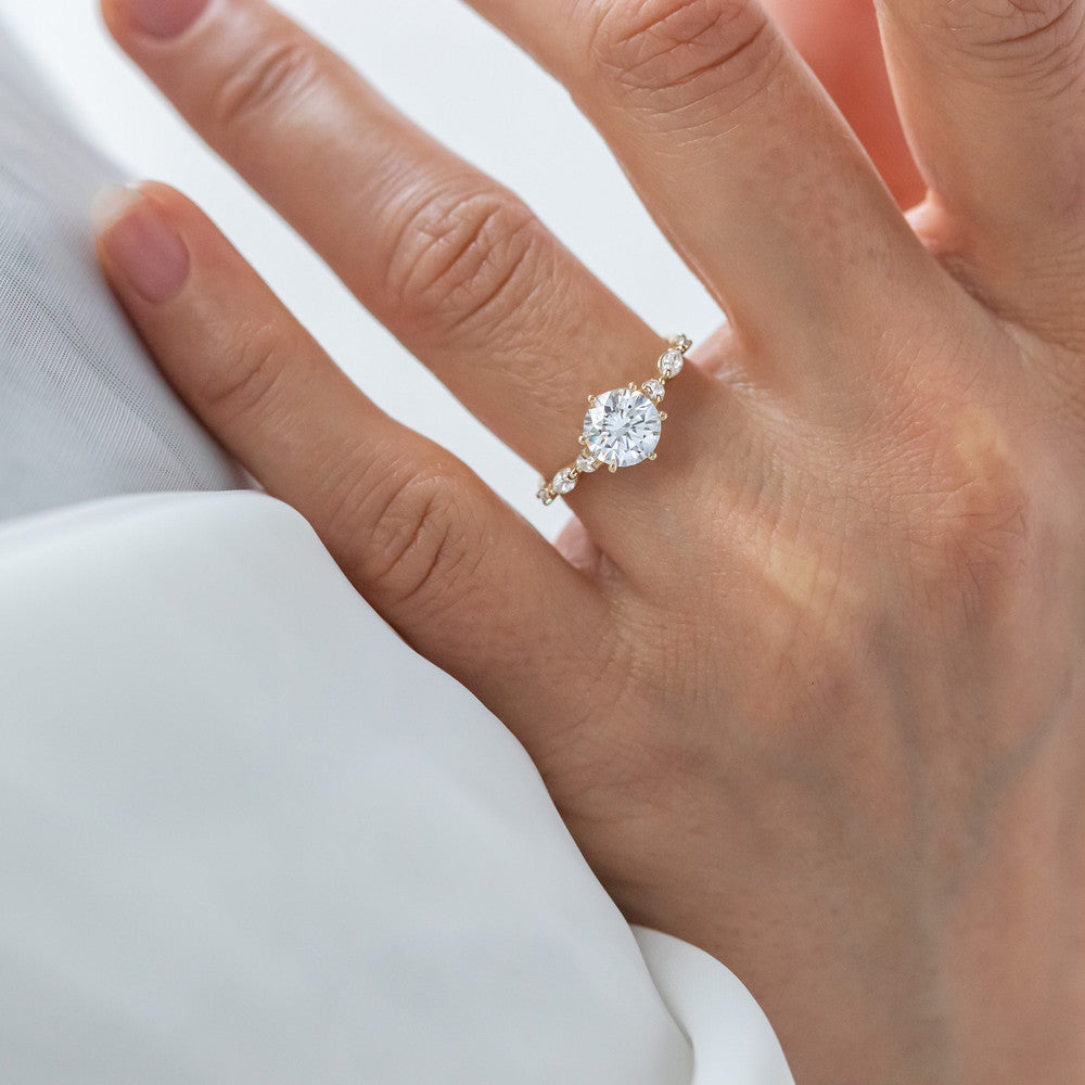2 CT Round Three Stones Lab Grown Diamond Engagement Ring