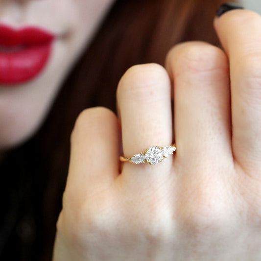 2 CT Round Three Stones Lab Grown Diamond Engagement Ring