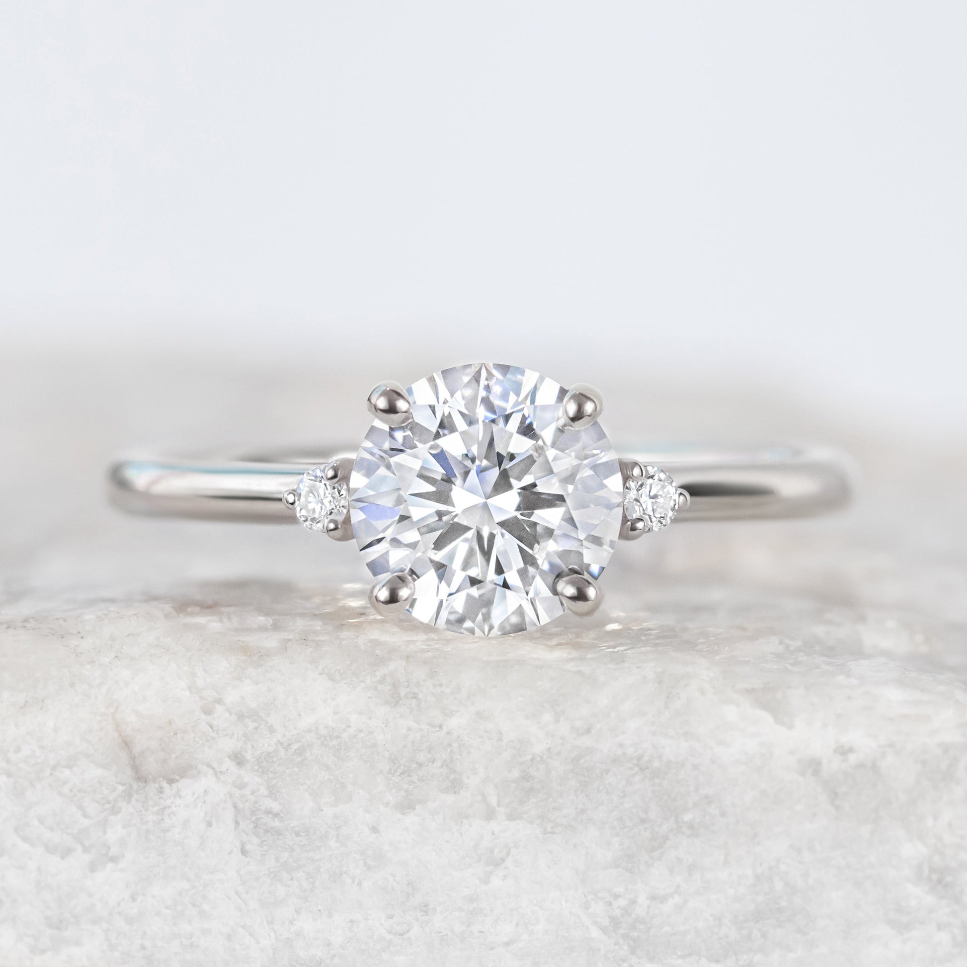2 CT Round Three Stones Lab Grown Diamond Engagement Ring