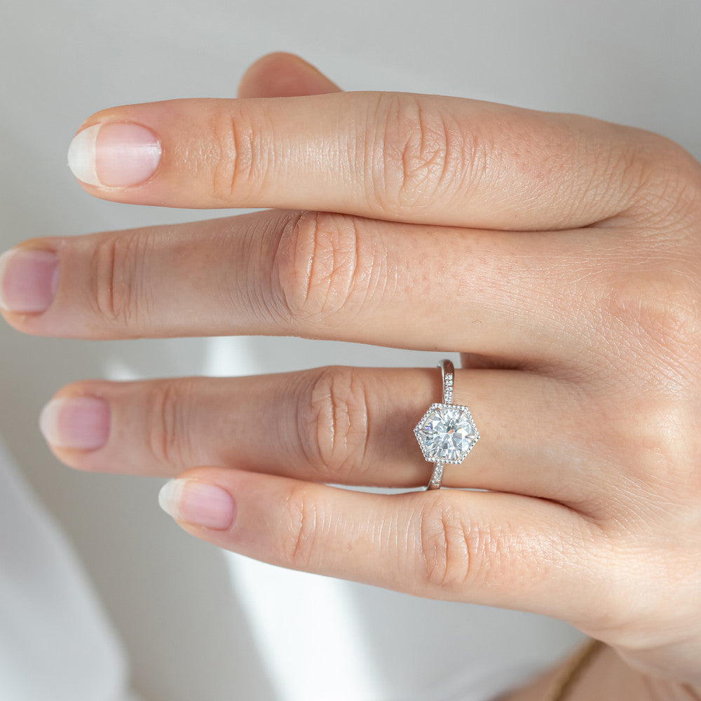 2 CT Round Three Stones Lab Grown Diamond Engagement Ring