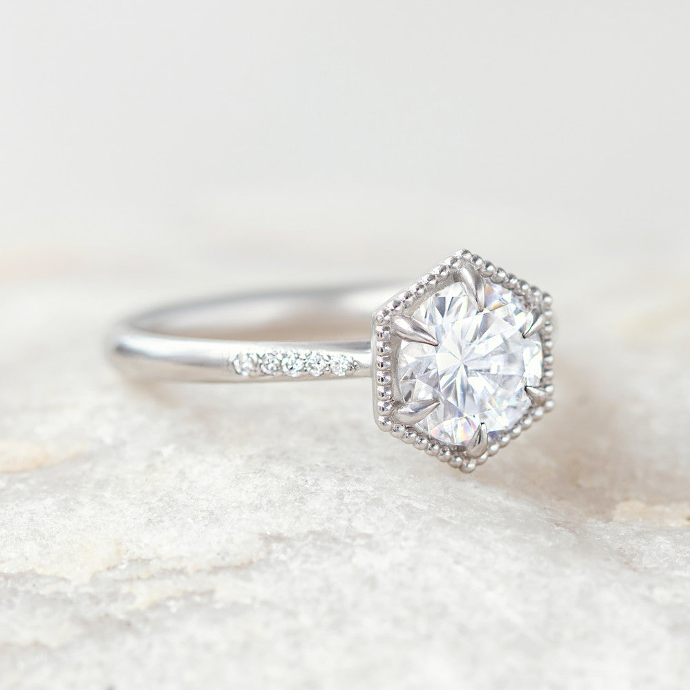 2 CT Round Three Stones Lab Grown Diamond Engagement Ring