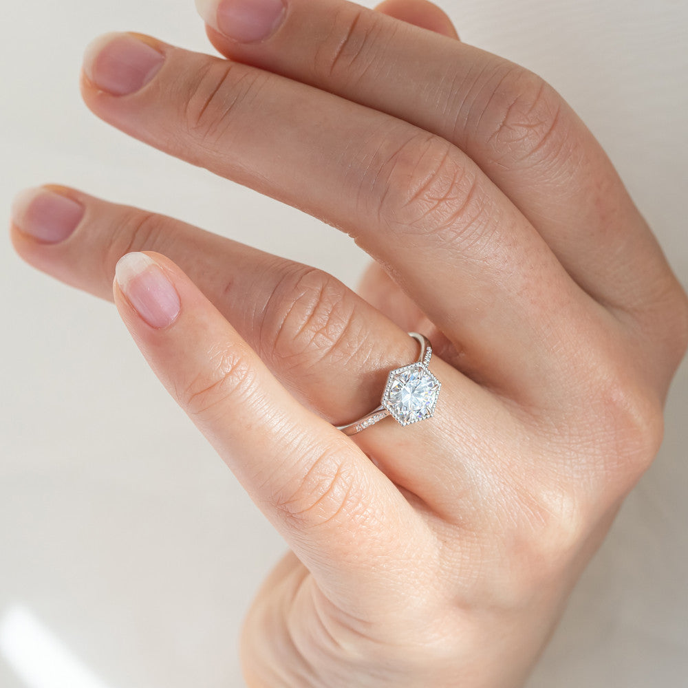 2 CT Round Three Stones Lab Grown Diamond Engagement Ring