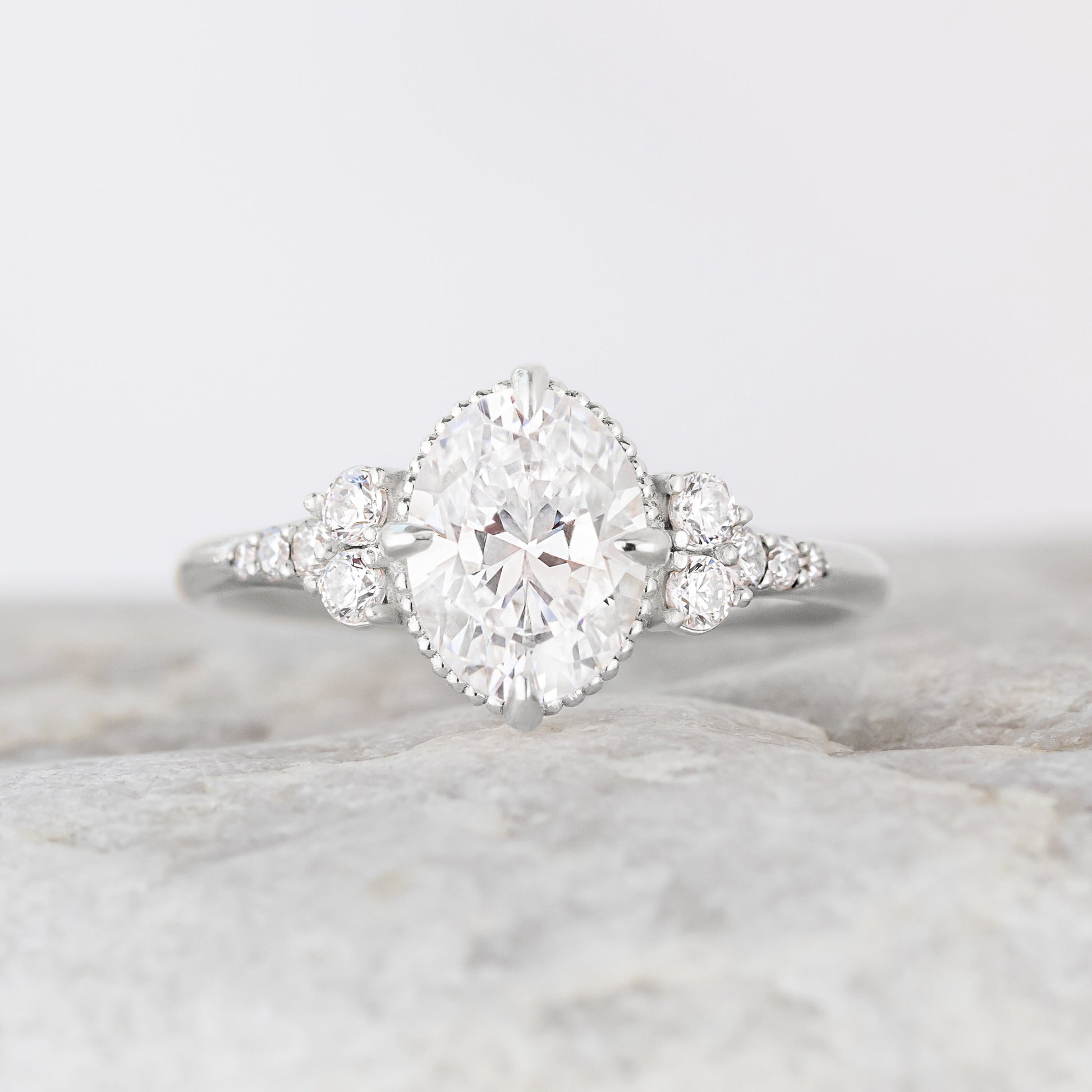 2 CT Round Three Stones Lab Grown Diamond Engagement Ring
