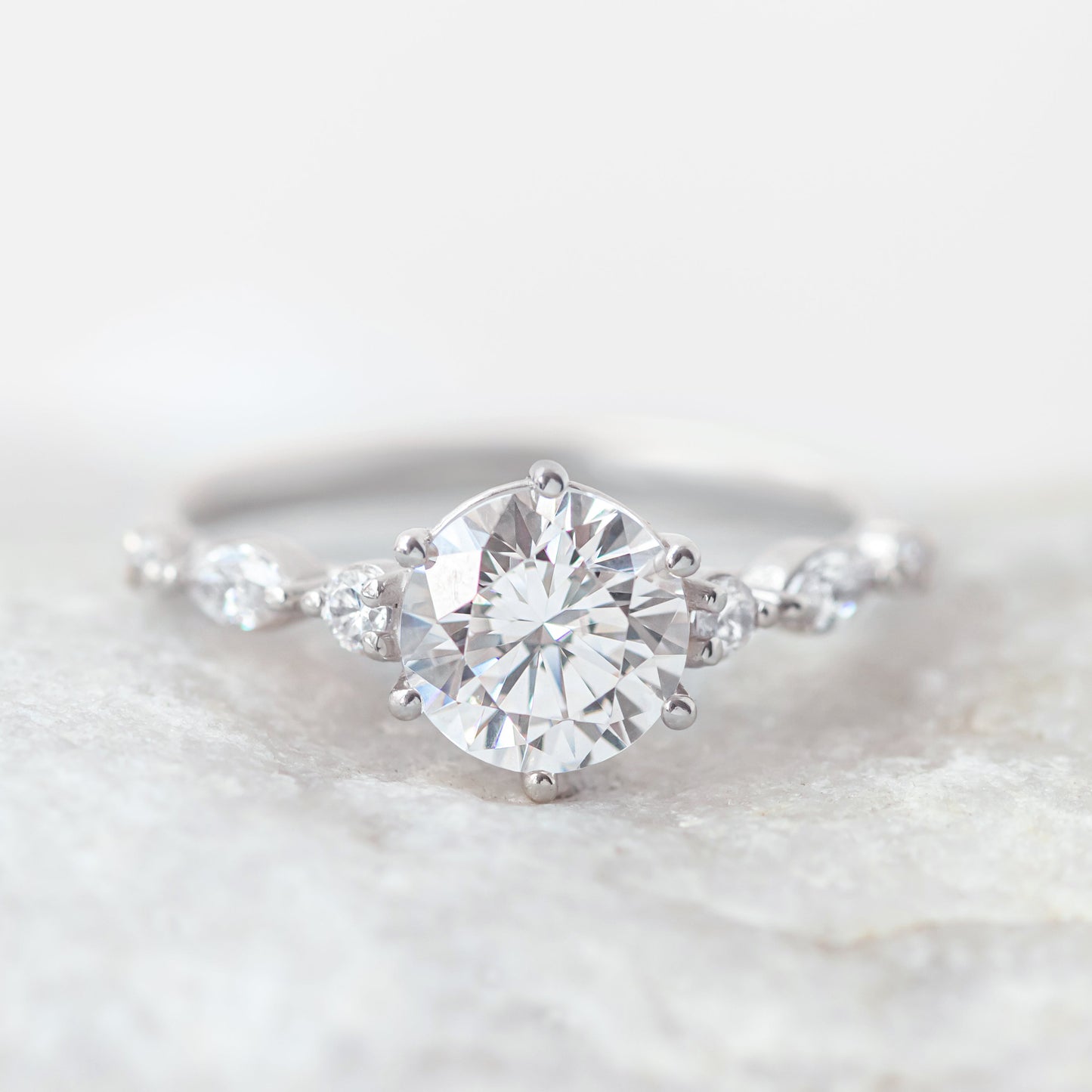 2 CT Round Three Stones Lab Grown Diamond Engagement Ring