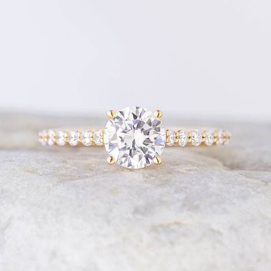 2 CT Round Three Stones Lab Grown Diamond Engagement Ring