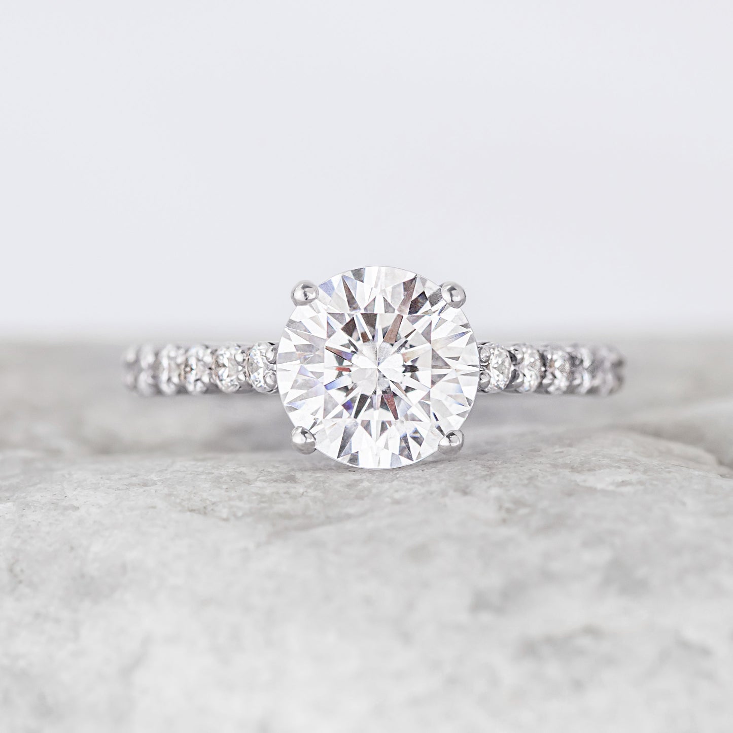 2 CT Round Three Stones Lab Grown Diamond Engagement Ring
