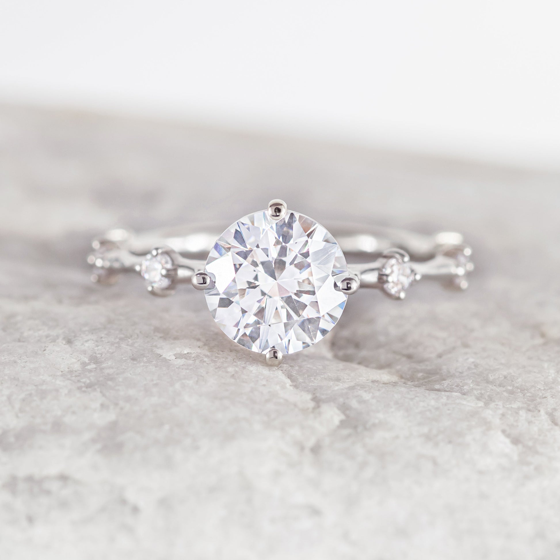 2 CT Round Three Stones Lab Grown Diamond Engagement Ring