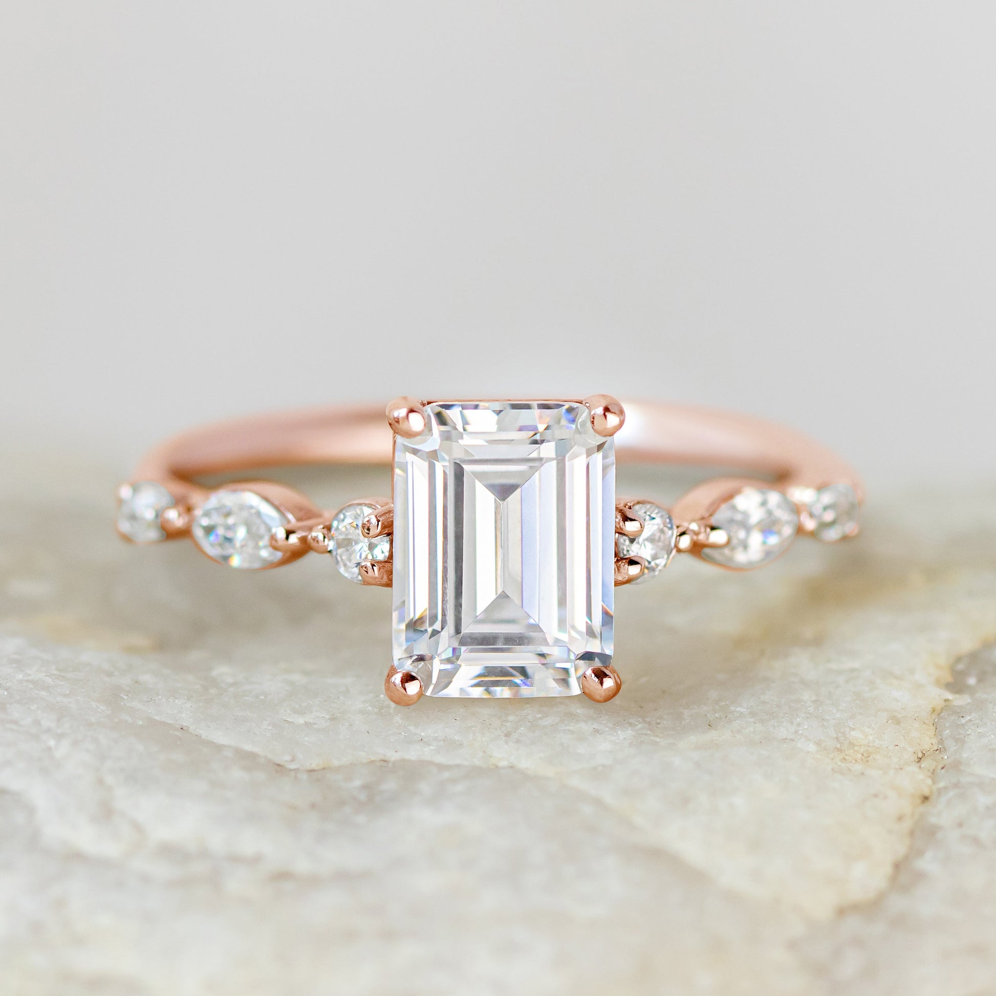 2 CT Round Three Stones Lab Grown Diamond Engagement Ring