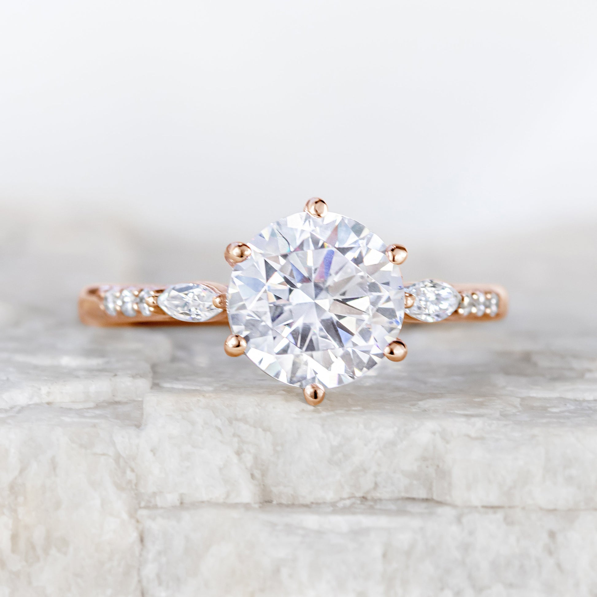2 CT Round Three Stones Lab Grown Diamond Engagement Ring