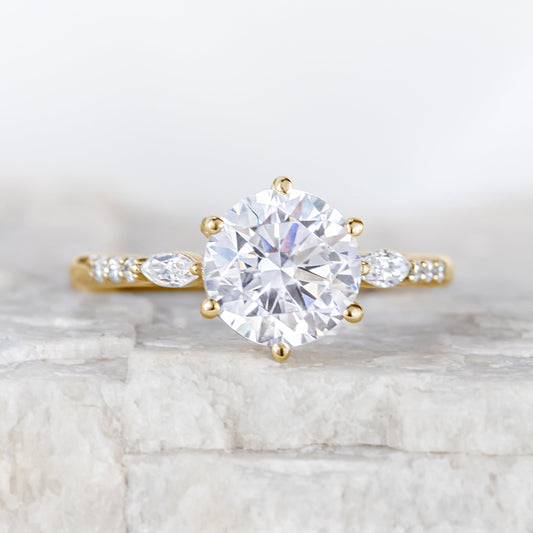 2 CT Round Three Stones Lab Grown Diamond Engagement Ring