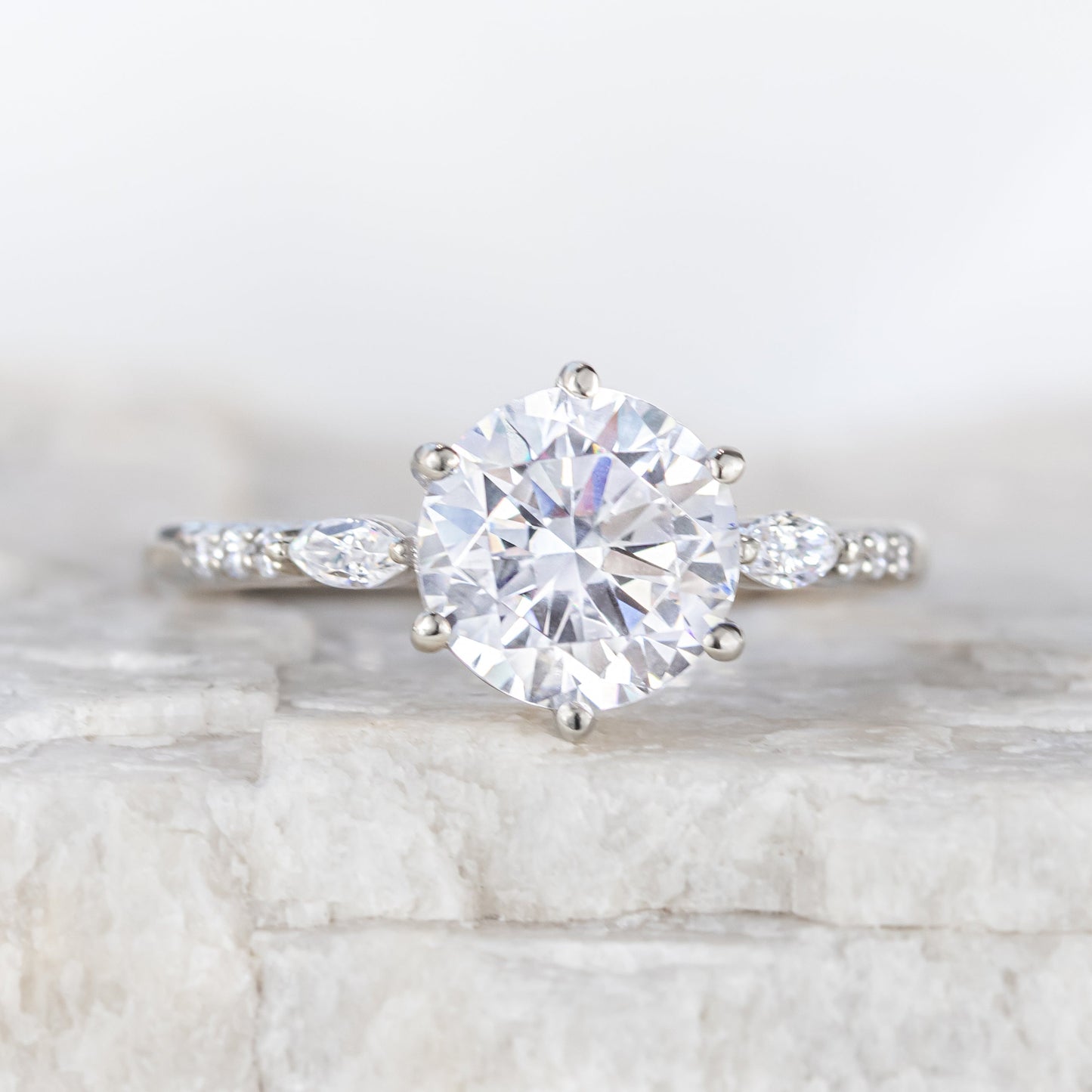 2 CT Round Three Stones Lab Grown Diamond Engagement Ring