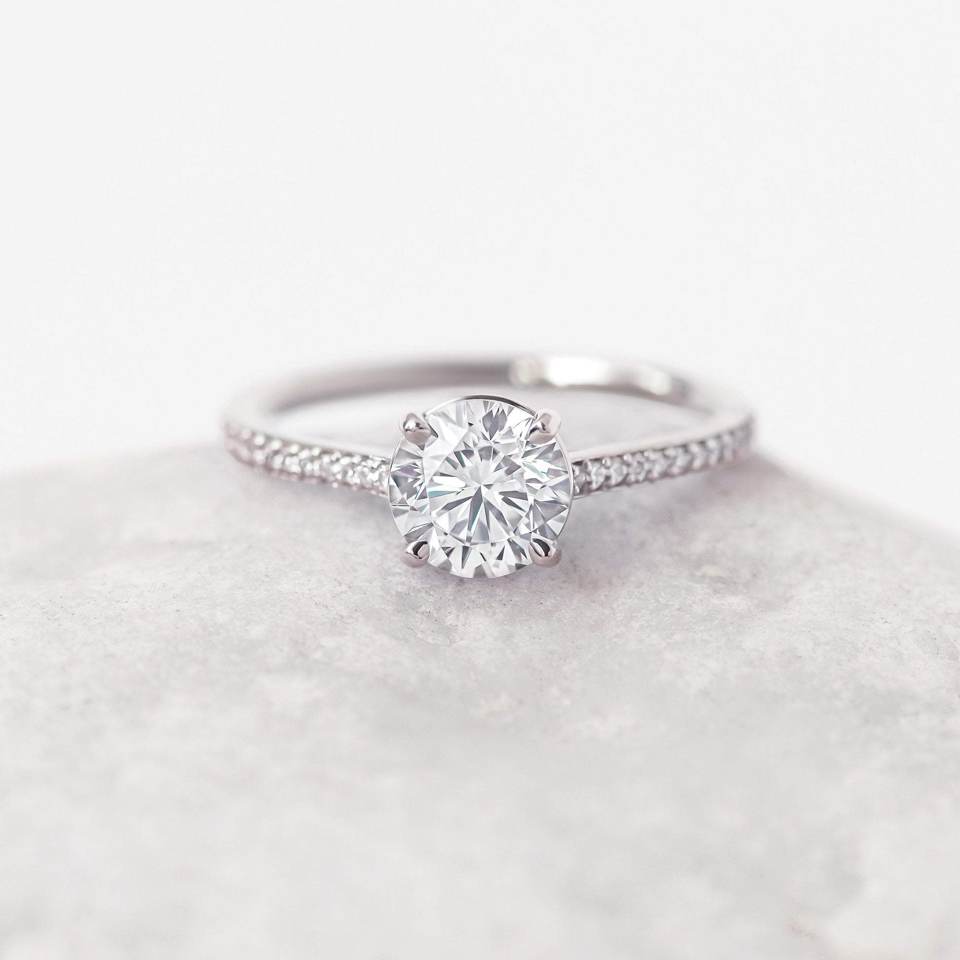 2 CT Round Three Stones Lab Grown Diamond Engagement Ring