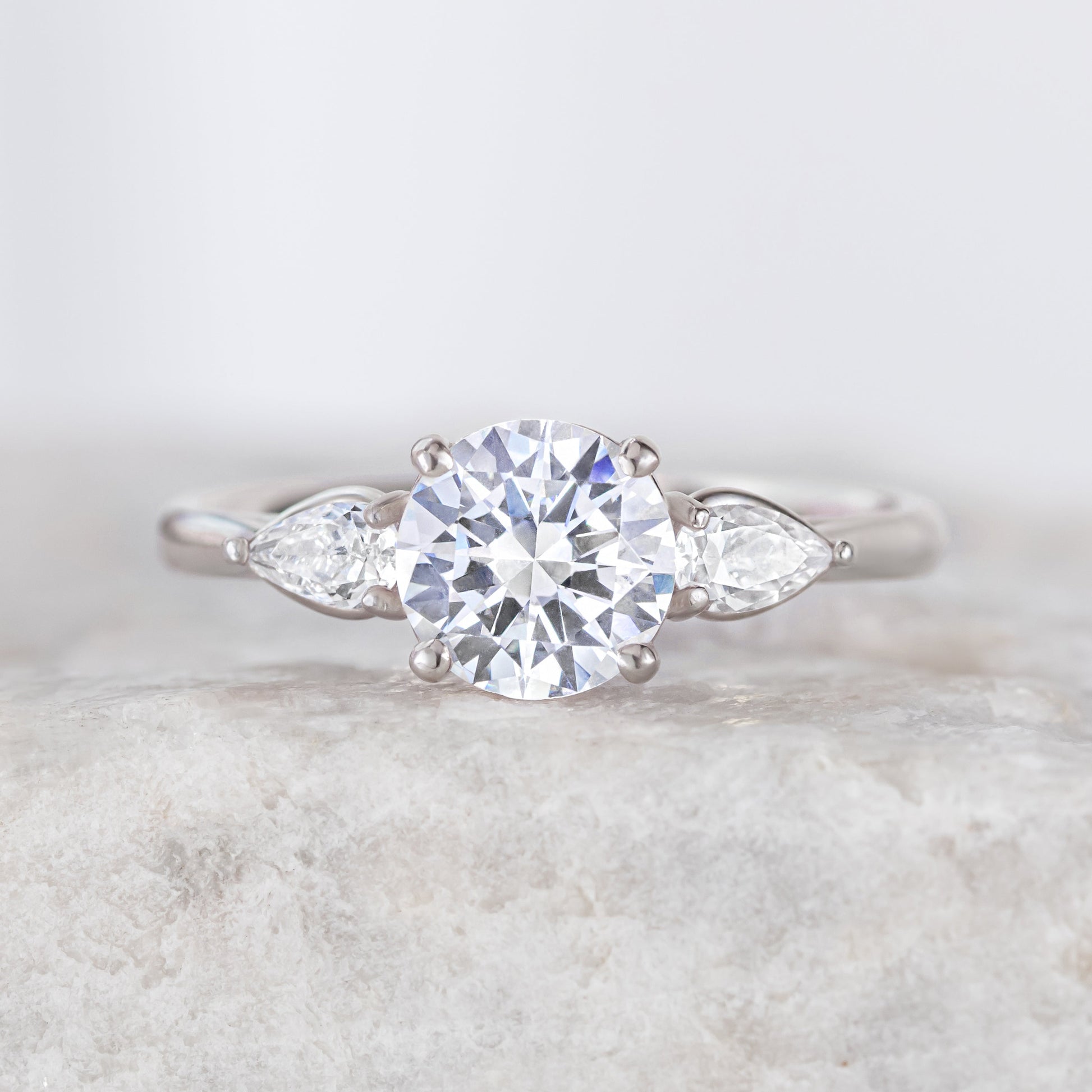 2 CT Round Three Stones Lab Grown Diamond Engagement Ring