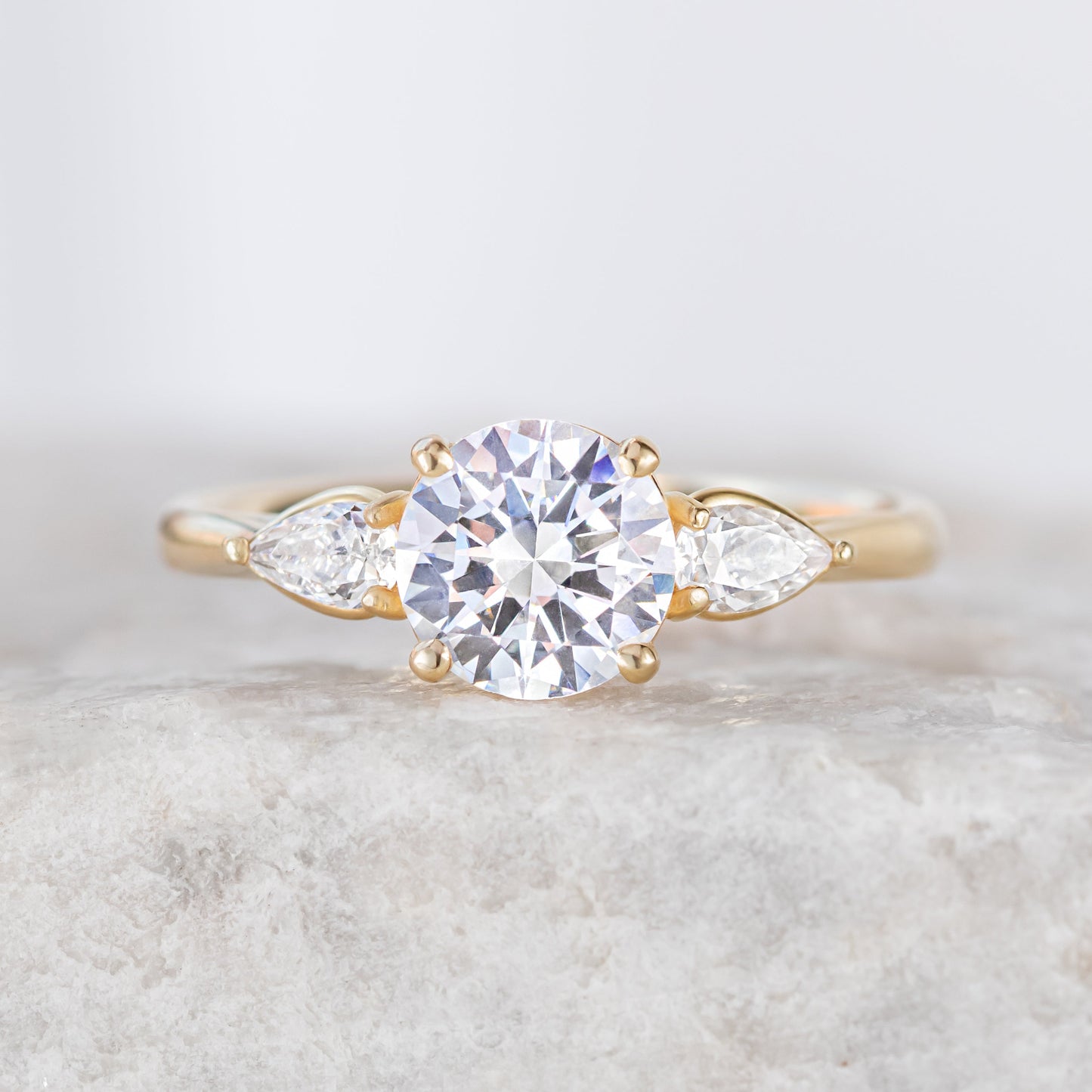 2 CT Round Three Stones Lab Grown Diamond Engagement Ring