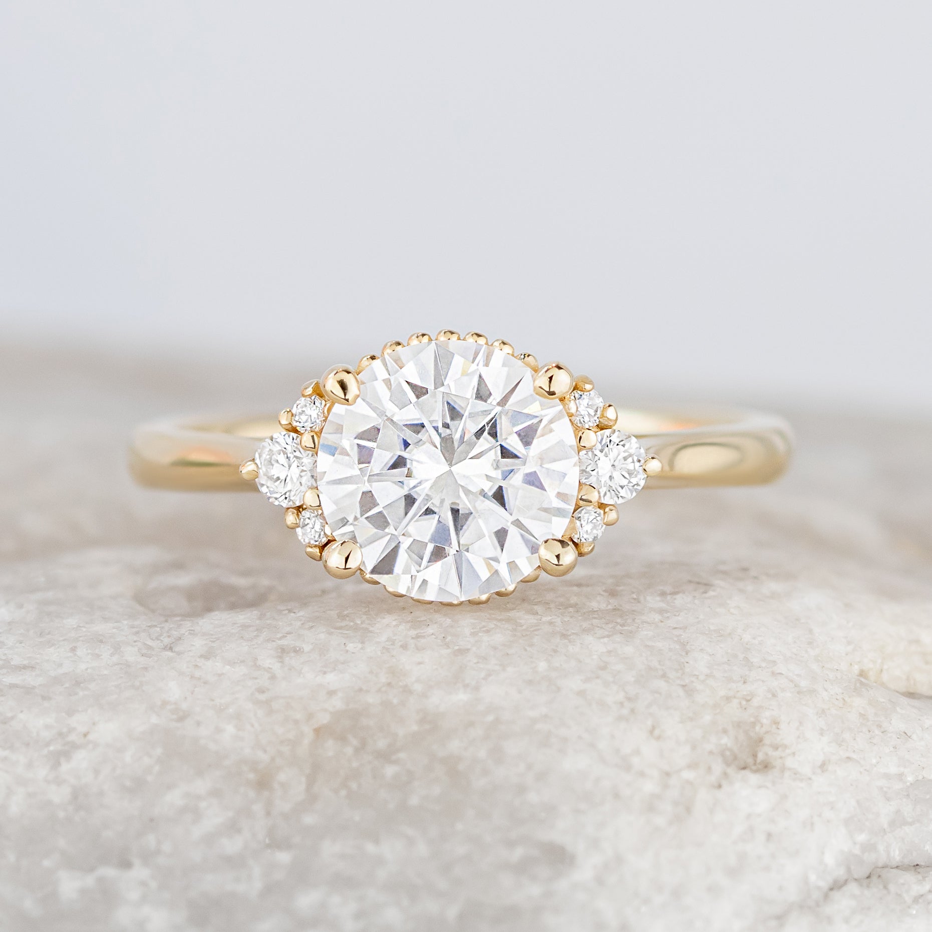 2 CT Round Three Stones Lab Grown Diamond Engagement Ring