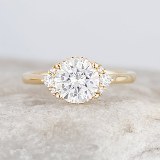 2 CT Round Three Stones Lab Grown Diamond Engagement Ring