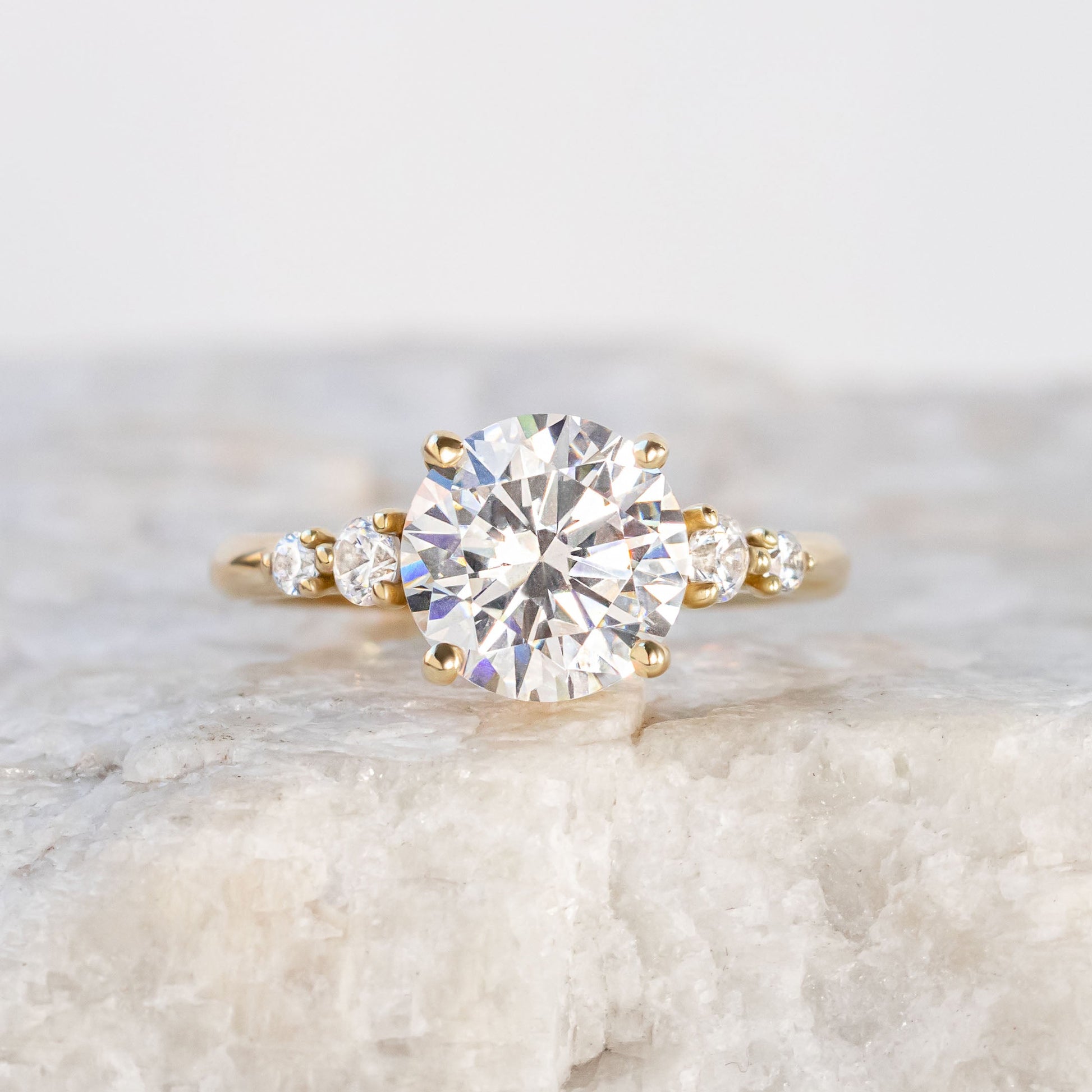 2 CT Round Three Stones Lab Grown Diamond Engagement Ring