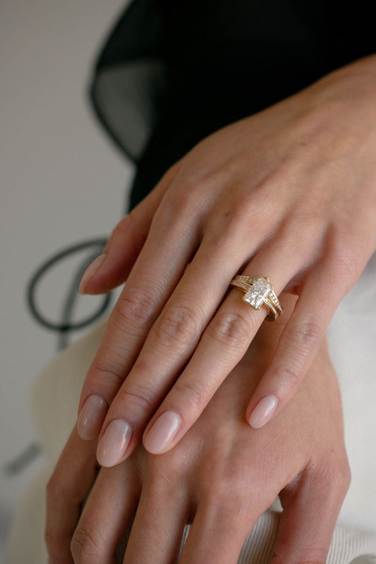 2 CT Round Three Stones Lab Grown Diamond Engagement Ring