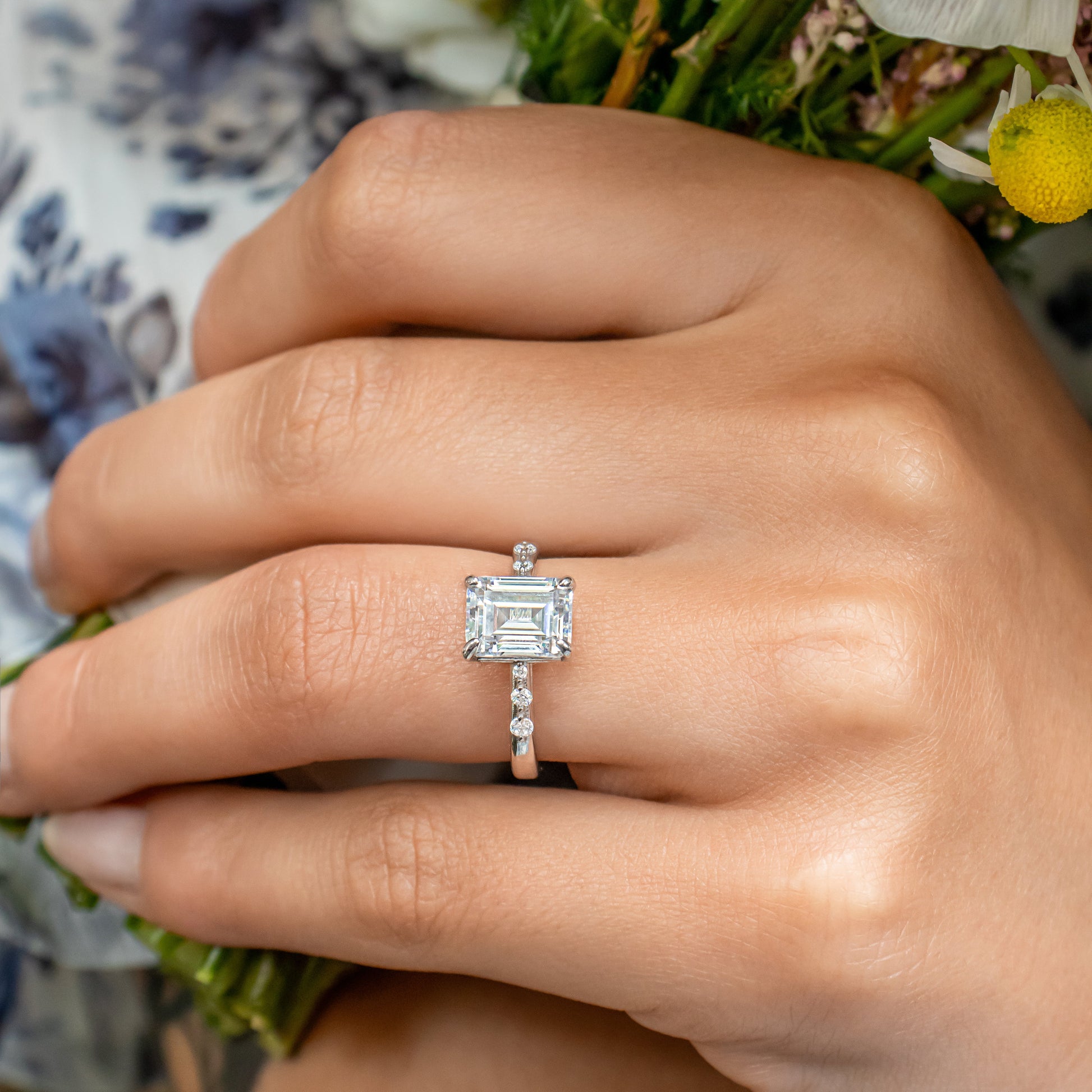2 CT Round Three Stones Lab Grown Diamond Engagement Ring