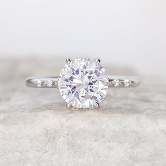 2 CT Round Three Stones Lab Grown Diamond Engagement Ring