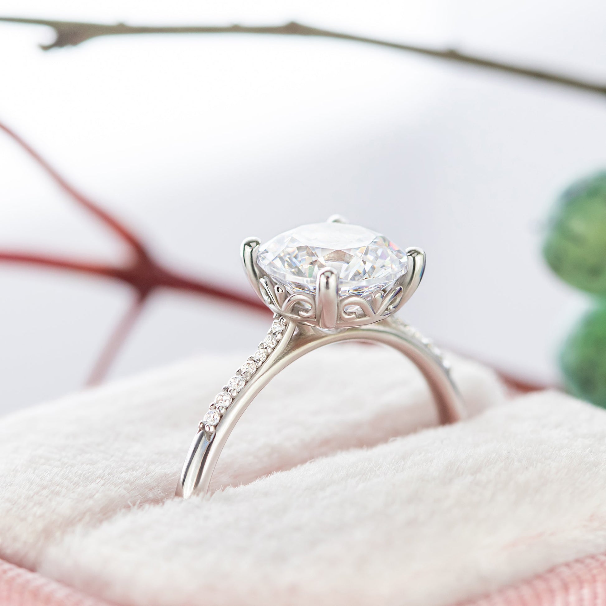 2 CT Round Three Stones Lab Grown Diamond Engagement Ring