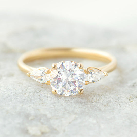 2 CT Round Three Stones Lab Grown Diamond Engagement Ring