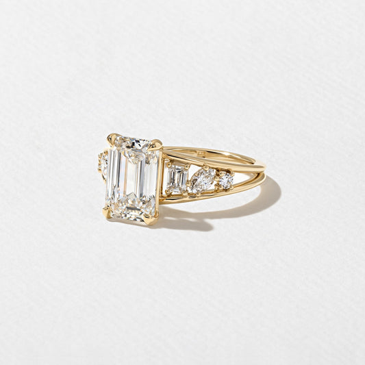 Emerald Pave Engagement Ring – 1 CT Lab Grown Diamond