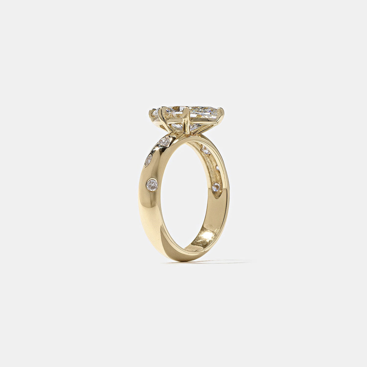 Emerald Pave Engagement Ring – 1 CT Lab Grown Diamond