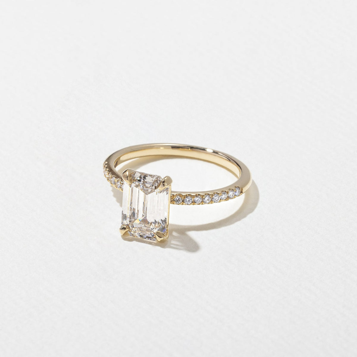 Emerald Pave Engagement Ring – 1 CT Lab Grown Diamond