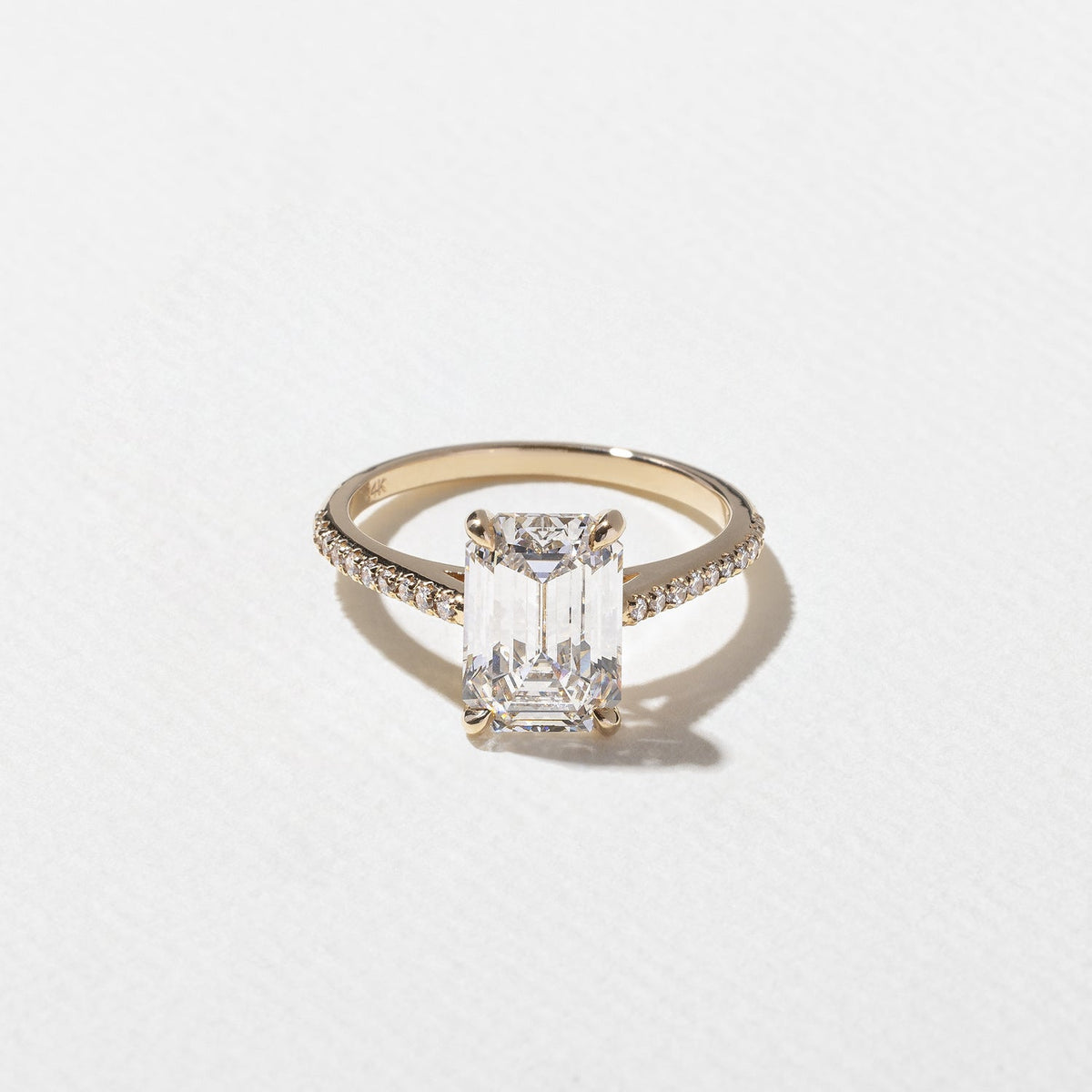 Emerald Pave Engagement Ring – 1 CT Lab Grown Diamond