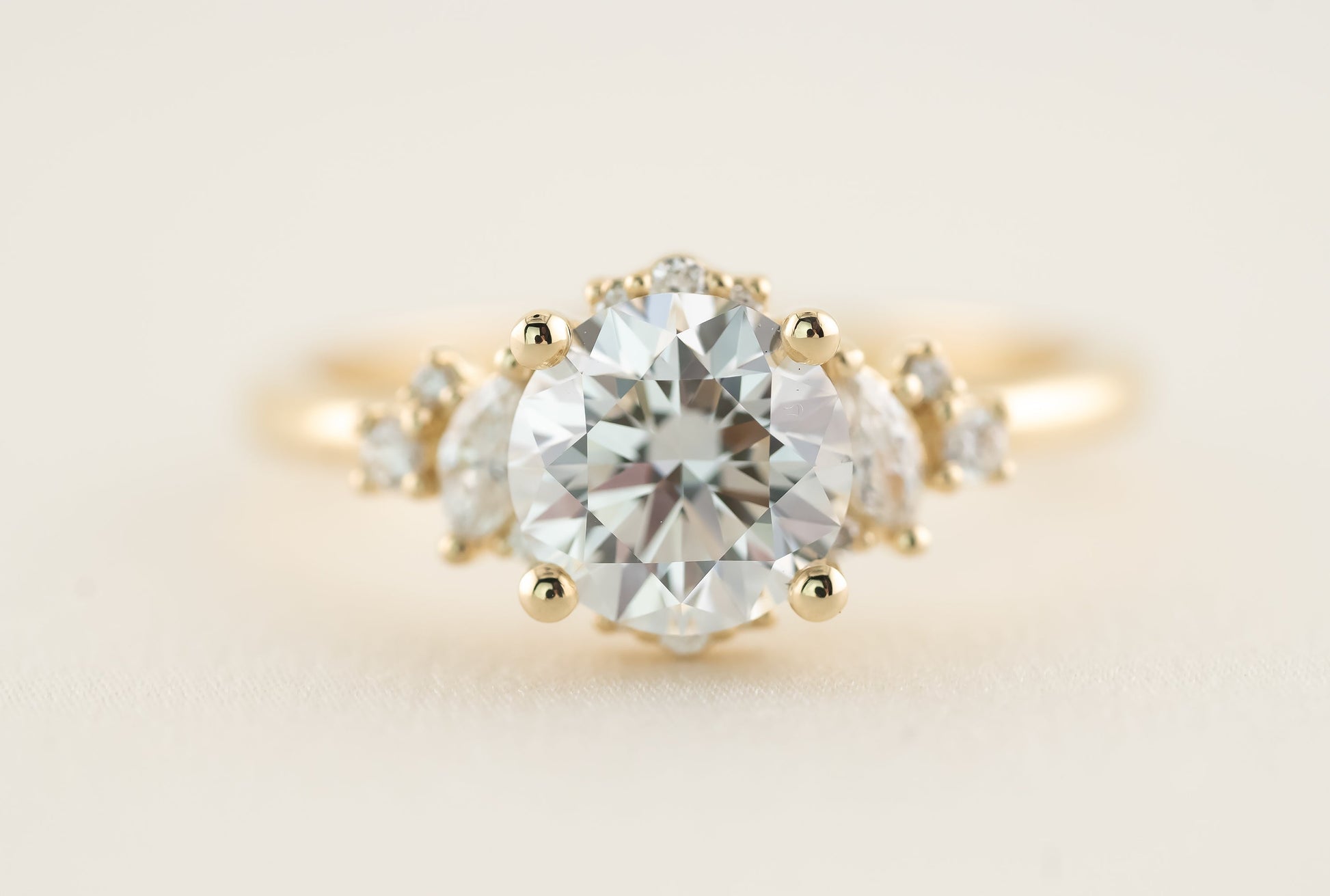 Marquise Shaped Three Stone Lab Grown Diamond Engagement Ring