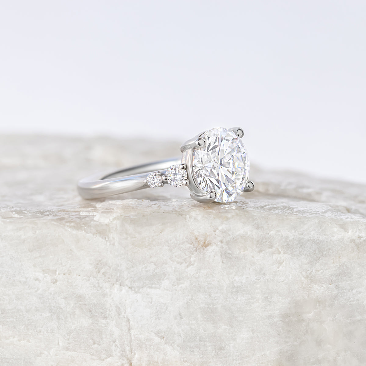 2 CT Round Three Stones Lab Grown Diamond Engagement Ring
