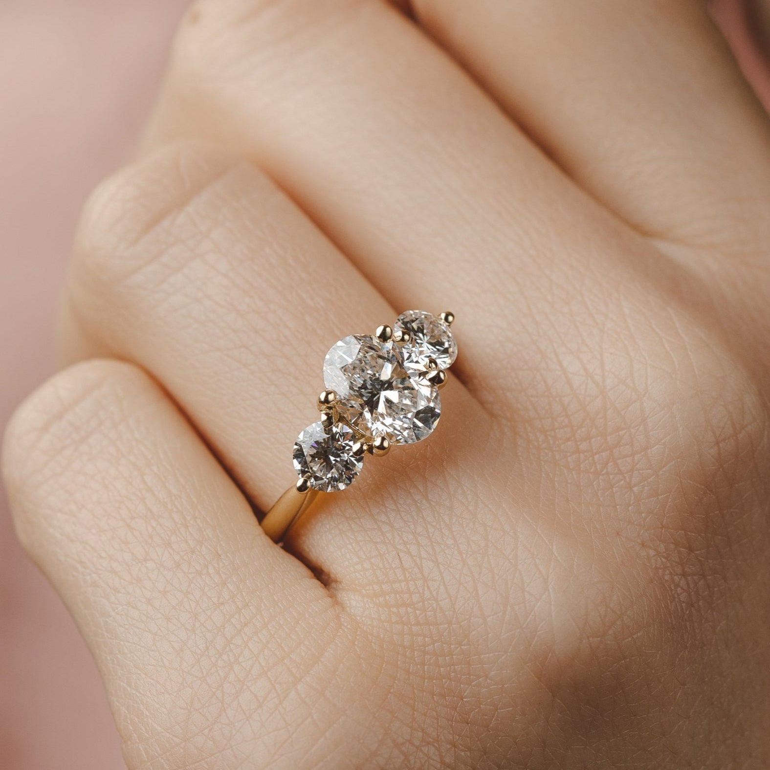 2 CT Round Three Stones Lab Grown Diamond Engagement Ring