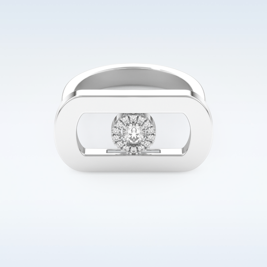 0.11 CT Floating Halo Engagement Ring Featuring Round Moissanite