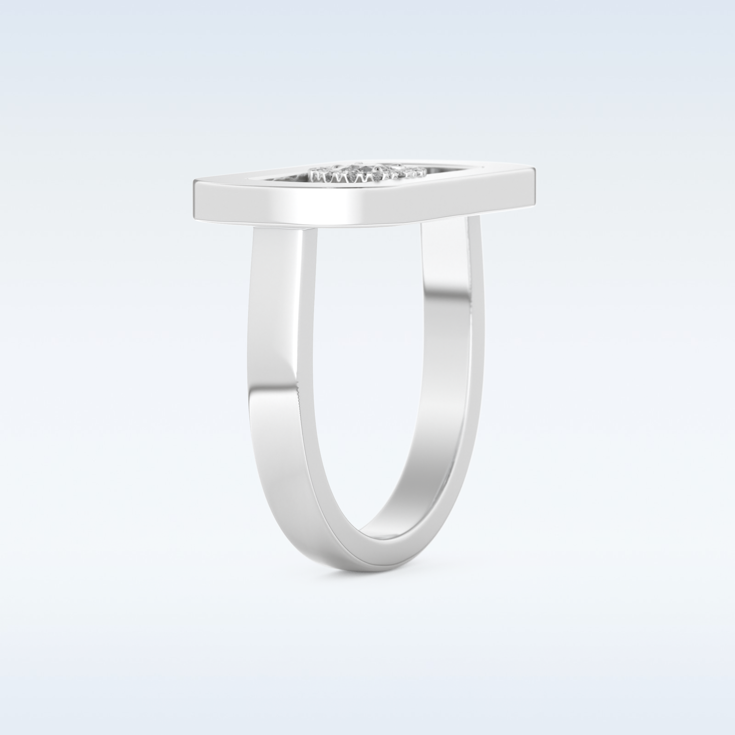 0.11 CT Floating Halo Engagement Ring Featuring Round Moissanite