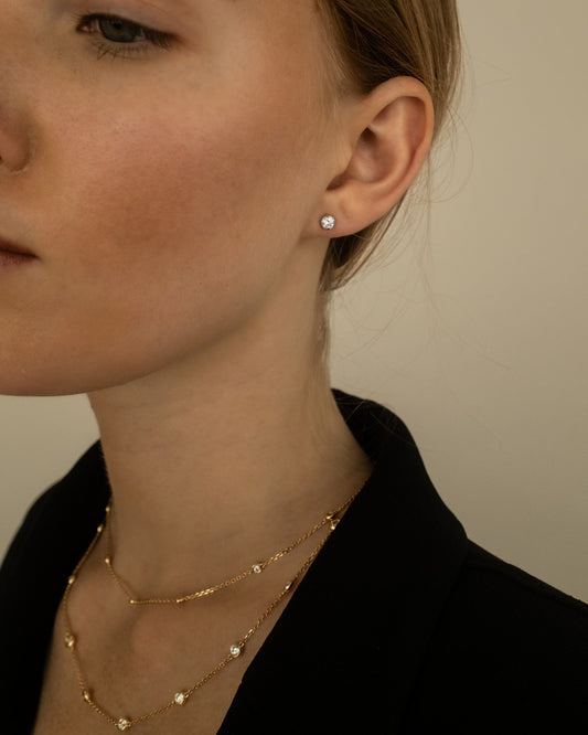 1.0 CT Round Bezel Solitaire Lab Grown Diamond Earrings