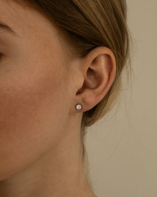 1.0 CT Round Bezel Solitaire Lab Grown Diamond Earrings