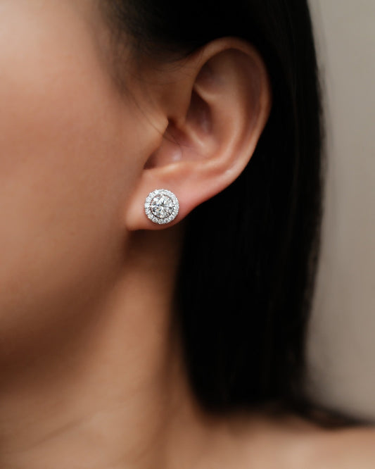 1.0 CT Round Bezel Solitaire Lab Grown Diamond Earrings