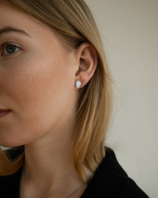 1.0 CT Round Bezel Solitaire Lab Grown Diamond Earrings