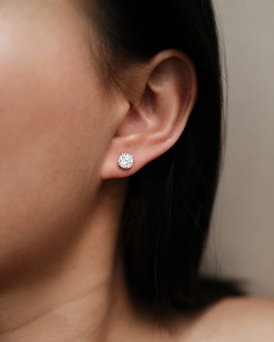 1.0 CT Round Bezel Solitaire Lab Grown Diamond Earrings