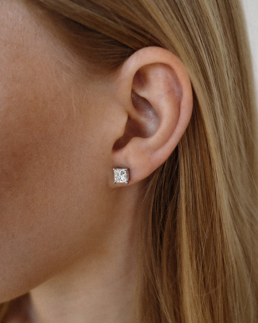 1.0 CT Round Bezel Solitaire Lab Grown Diamond Earrings