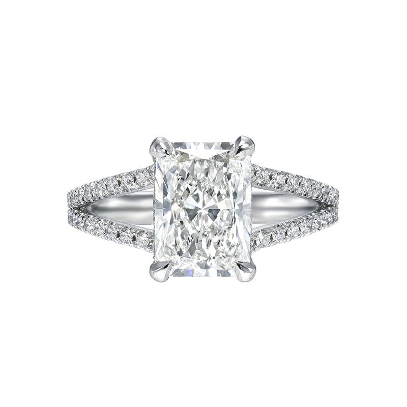4.0 CT Radiant Hidden Halo Split Shank CVD F/VVS2 Diamond Engagement Ring 6