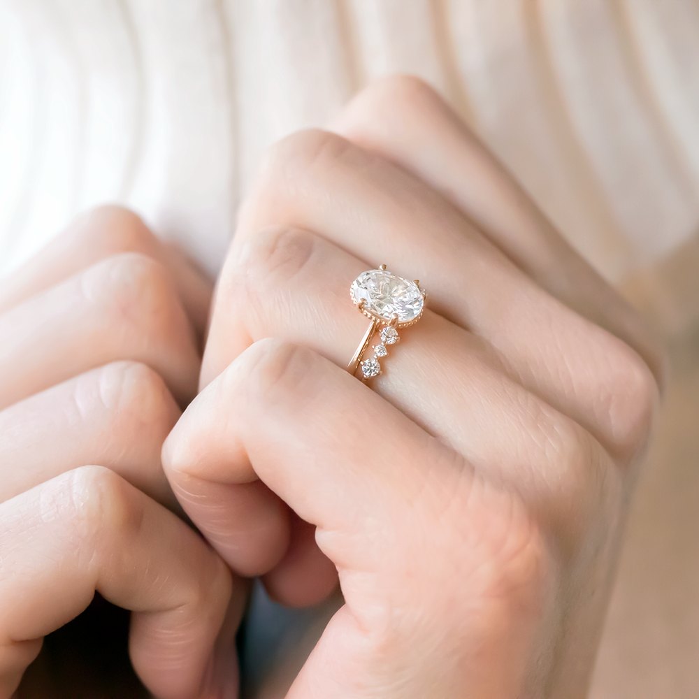 2 CT Round Three Stones Lab Grown Diamond Engagement Ring