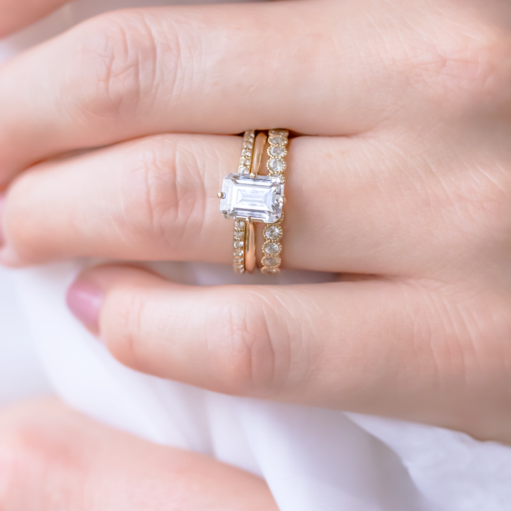 2 CT Round Three Stones Lab Grown Diamond Engagement Ring