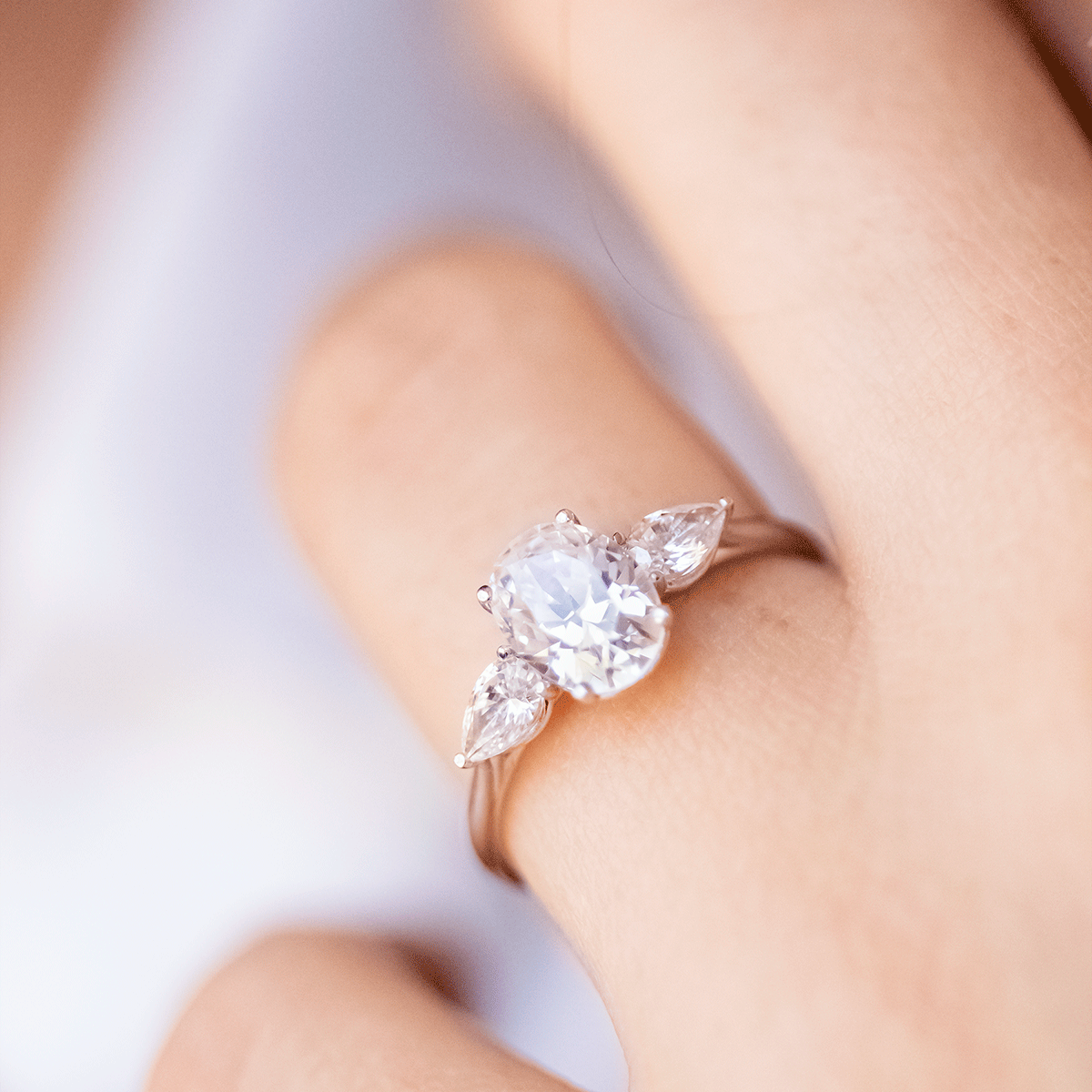 2 CT Round Three Stones Lab Grown Diamond Engagement Ring