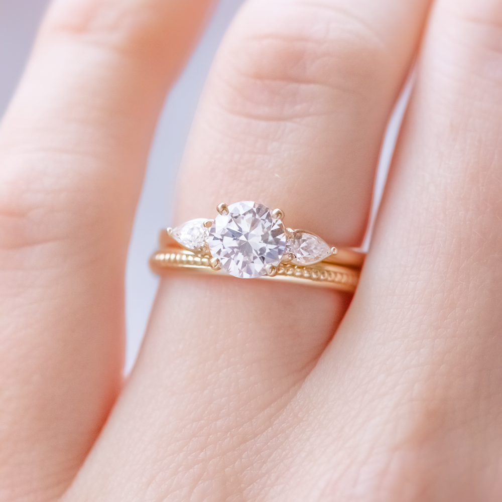 2 CT Round Three Stones Lab Grown Diamond Engagement Ring